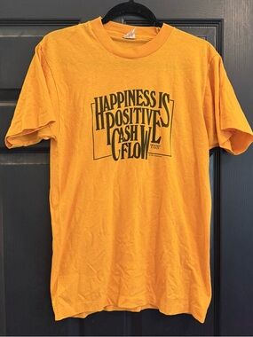 Vintage 1982 Collegiate Pacific Positive Cash Flow Graphic Tee, Size L, EUC